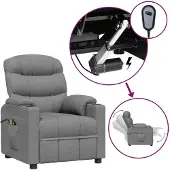 vidaXL Massagesessel Elektrisch Hellgrau Stoff