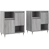 vidaXL Sideboards 2 Stk. Grau Sonoma Holzwerkstoff