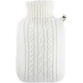HUGOFROSCH Hugo-Frosch Wärmflasche Klassik Strick, 1,8 Liter, weiß, aus PVC, mit abnehmbarem Strickbezug