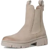 Tamaris Damen Chelsea Boots/ Stiefeletten Hell-Taupe Rauleder-Textil-Mix Größe: 36