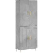 vidaXL Highboard Betongrau 69,5x34x180 cm Holzwerkstoff