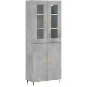 vidaXL Highboard Betongrau 69,5x34x180 cm Holzwerkstoff