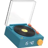 Mobility On Board , VS-80 Bluetooth-Lautsprecher im Retro-Look mit 5W Plattenspieler und Wecker, Blau