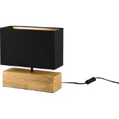TRIO Schwarze Tischlampe Woody mit Stoffkapuze