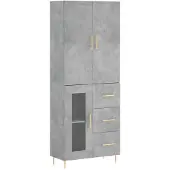 vidaXL Highboard Betongrau 69,5x34x180 cm Holzwerkstoff