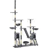 vidaXL Katzen-Kratzbaum Sisal 230-250 cm Pfoten-Aufdruck Grau