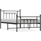 vidaXL Bettgestell mit Kopf- und Fußteil Metall Schwarz 100x200 cm