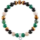 Thomas Sabo Damen Charm-Armband Tigerauge Malachit Jaspis Obsidian 925 Sterling Silber X0217-947-7