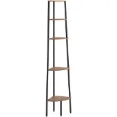 vidaXL Eckregal mit 5 Böden Dunkelbraun und Schwarz 45,5x31,5x180 cm