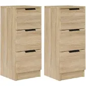 vidaXL Sideboards 2 Stk. Sonoma-Eiche 30x30x70 cm Holzwerkstoff