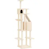 vidaXL Kratzbaum mit Sisal-Kratzsäulen Creme 201 cm