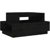 vidaXL Couchtisch Schwarz 80x55x40,5 cm Massivholz Kiefer