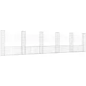 vidaXL Gabionenkorb U-Form mit 6 Säulen Eisen 620x20x150 cm