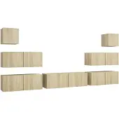 vidaXL 7-tlg. TV-Schrank-Set Sonoma-Eiche Holzwerkstoff