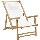 vidaXL Liegestuhl Bambus und Canvas Cremeweiß