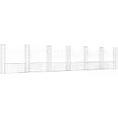vidaXL Gabionenkorb U-Form mit 7 Säulen Eisen 740x20x150 cm