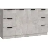 vidaXL Sideboards 3 Stk. Betongrau Holzwerkstoff