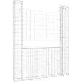 vidaXL Gabionenkorb U-Form mit 2 Säulen Eisen 140x20x200 cm