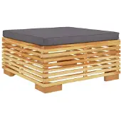 vidaXL Gartenhocker mit Dunkelgrauen Kissen Massivholz Teak
