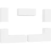 vidaXL 7-tlg. TV-Schrank-Set Weiß Holzwerkstoff