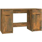 vidaXL Schreibtisch mit Beistellschrank Räuchereiche Holzwerkstoff