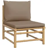 vidaXL Garten-Mittelsofa mit Taupe Kissen Bambus