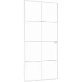 vidaXL Innentür Weiß 93x201,5 cm Hartglas & Aluminium Schlank