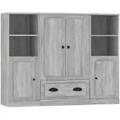 vidaXL Highboards 3 Stk. Grau Sonoma Holzwerkstoff