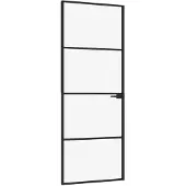 vidaXL Innentür Schwarz 76x201,5 cm Hartglas & Aluminium Schlank