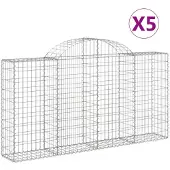 vidaXL Gabionen mit Hochbogen 5 Stk. 200x30x100/120cm Verzinktes Eisen