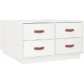 vidaXL Couchtisch Weiß 80x80x45 cm Massivholz Kiefer