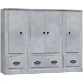 vidaXL Highboards 3 Stk. Betongrau Holzwerkstoff