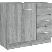 vidaXL Waschbeckenschrank Grau Sonoma 63x30x54 cm Holzwerkstoff