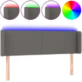 vidaXL LED Kopfteil Grau 147x16x78/88 cm Kunstleder