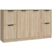 vidaXL Sideboards 3 Stk. Sonoma-Eiche Holzwerkstoff