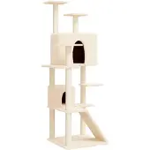 vidaXL Kratzbaum mit Sisal-Kratzsäulen Creme 153 cm
