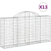 vidaXL Gabionen mit Hochbogen 13Stk. 200x30x100/120cm Verzinktes Eisen