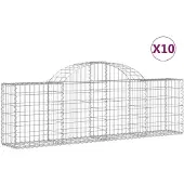 vidaXL Gabionen mit Hochbogen 10 Stk. 200x30x60/80 cm Verzinktes Eisen