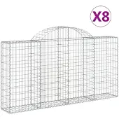 vidaXL Gabionen mit Hochbogen 8 Stk. 200x30x100/120cm Verzinktes Eisen