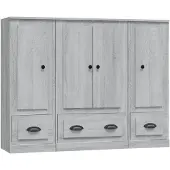 vidaXL Highboards 3 Stk. Grau Sonoma Holzwerkstoff