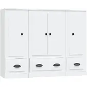 vidaXL Highboards 3 Stk. Weiß Holzwerkstoff