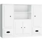 vidaXL Highboards 3 Stk. Weiß Holzwerkstoff