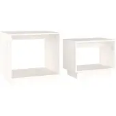 vidaXL Satztische 2 Stk. Weiß Massivholz Kiefer