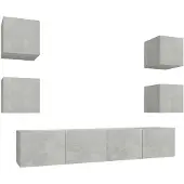 vidaXL 6-tlg. TV-Schrank-Set Betongrau Holzwerkstoff
