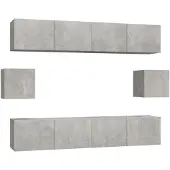 vidaXL 6-tlg. TV-Schrank-Set Betongrau Holzwerkstoff