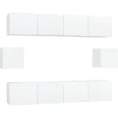 vidaXL 6-tlg. TV-Schrank-Set Weiß Holzwerkstoff