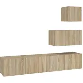 vidaXL 4-tlg. TV-Schrank-Set Sonoma-Eiche Holzwerkstoff