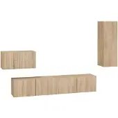 vidaXL 4-tlg. TV-Schrank-Set Sonoma-Eiche Holzwerkstoff