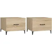 vidaXL Couchtische mit Metallbeinen 2 Stk. Sonoma-Eiche 50x50x40 cm