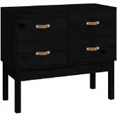 vidaXL Konsolenschrank Schwarz 90x40x78 cm Massivholz Kiefer